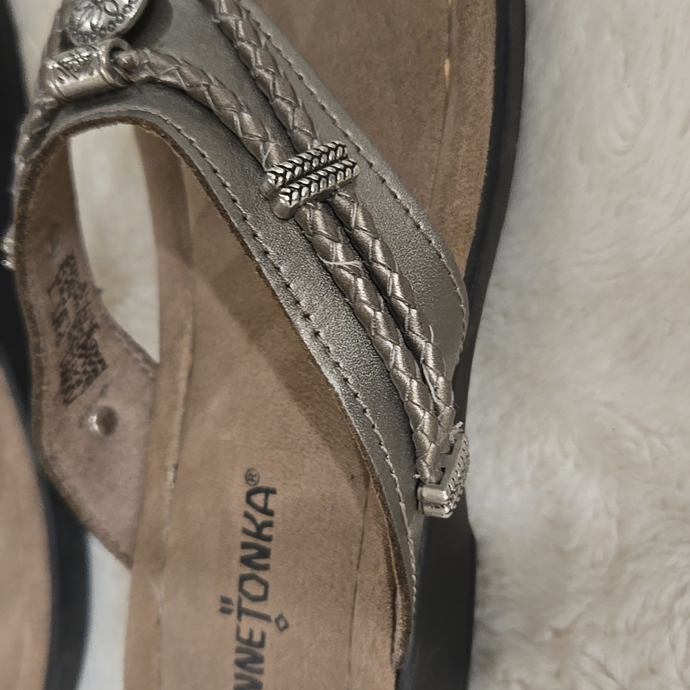 Minnetonka Women's Silver Sandals - Picture 8 of 10